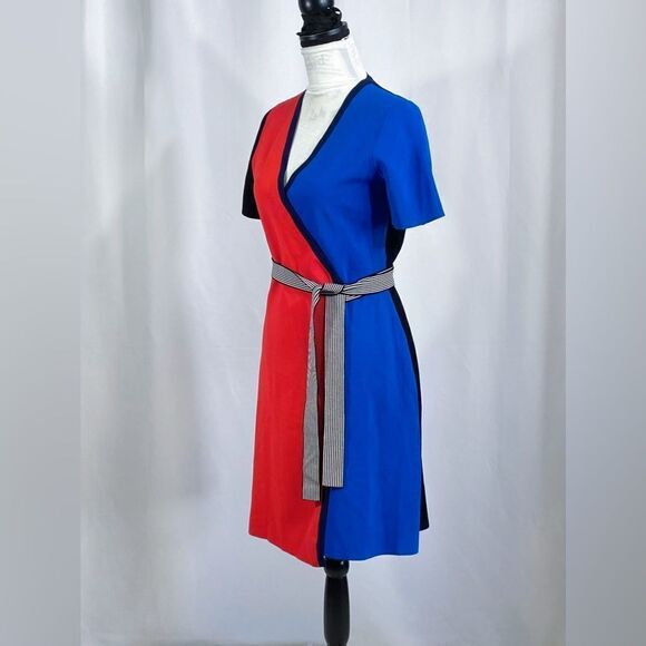 DIANE VON FURSTENBERG Colorblock Wrap Dress size M - Picture 8 of 13